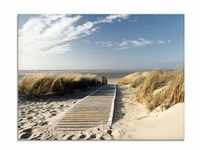 Glasbild ARTLAND "Nordseestrand auf Langeoog - Steg" Bilder Gr. B/H: 60 cm x 45...