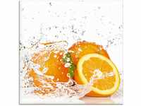 Artland Glasbild "Orange mit Spritzwasser", Süßspeisen, (1 St.)