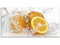 Glasbild ARTLAND "Orange mit Spritzwasser" Bilder Gr. B/H: 60 cm x 30 cm,