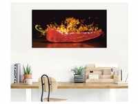 Glasbild ARTLAND "Roter scharfer Chilipfeffer" Bilder Gr. B/H: 100 cm x 50 cm,