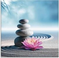 Artland Glasbild "Sand, Lilie und Spa-Steine in Zen-Garten" Zen 1 Stk. tlg. in