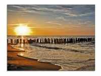 Glasbild ARTLAND "Schöner Sonnenuntergang am Strand" Bilder Gr. B/H: 60 cm x...