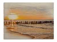 Holzbild ARTLAND "Schöner Sonnenuntergang am Strand" Bilder Gr. B/H/T: 80 cm x...
