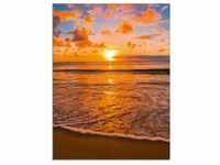 Glasbild ARTLAND "Sonnenuntergang am Strand" Bilder Gr. B/H: 60 cm x 80 cm,
