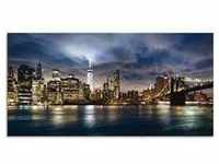 Glasbild ARTLAND "Sonnenaufgang über Manhattan" Bilder Gr. B/H: 100 cm x 50 cm,