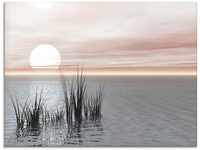 Glasbild ARTLAND "Sonnenuntergang mit Schilf" Bilder Gr. B/H: 60 cm x 45 cm,...