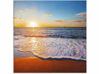 Artland Glasbild "Sonnenuntergang und das Meer", Strand, (1 St.)