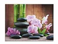 Glasbild ARTLAND "Spa Konzept Zen Steinen Orchideen" Bilder Gr. B/H: 80 cm x 60...