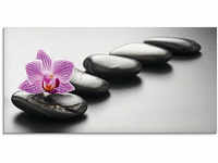 Glasbild ARTLAND "Spa-Konzept mit Zen Steinen und Orchidee" Bilder Gr. B/H: 60...