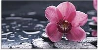 Artland Glasbild "Stillleben mit Kiesel und einer Orchidee" Blumen 1 Stk. tlg. in