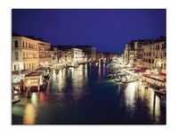 Glasbild ARTLAND "Venedig bei Nacht" Bilder Gr. B/H: 60 cm x 45 cm, Glasbild...