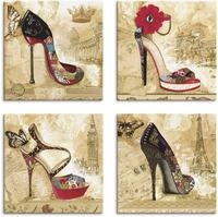 Artland Leinwandbild "Ver&auml;nderliche Zeiten Stiletto" Mode 4 Stk. tlg. 4er Set,