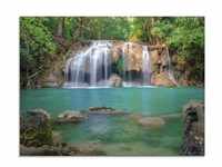 Glasbild ARTLAND "Wasserfall im Wald National Park" Bilder Gr. B/H: 80 cm x 60...