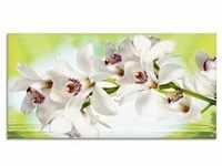 Glasbild ARTLAND "Weiße Orchidee" Bilder Gr. B/H: 100 cm x 50 cm, Blumen, 1...