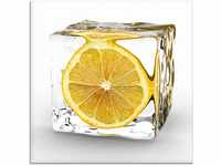 Artland Glasbild "Zitrone im Eiswürfel", Lebensmittel, (1 St.), in...