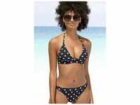 Triangel-Bikini-Top LASCANA "Powder" Gr. 36, Cup C/D, schwarz-weiß (schwarz,...
