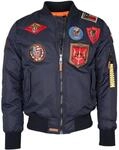 Bomberjacke TOP GUN "im Pilotenstil mit Patches TG20191053", Herren, Gr. 56 (XXL),