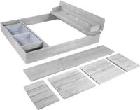Sandkasten ROBA "Outdoor+", grau, Sandk&auml;sten, Kinder, B/H/L: 125cm x 20,5cm x 120cm,