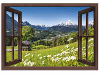 Wandbild ARTLAND "Fensterblick Bayerischen Alpen" Bilder Gr. B/H: 70 cm x 50 cm,