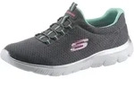 Slip-On Sneaker SKECHERS "SUMMITS", Damen, Gr. 40, bunt (anthrazit, mint), Textil,