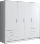 FORTE Kleiderschrank "Jupiter, Made in Europe, mit 6 Schubladen, Stauraum" Ma&szlig;e