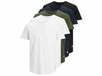 T-Shirt JACK & JONES "NOA TEE CREW NECK 5PK" Gr. XS (44), blau (weiß, navy,