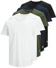 T-Shirt JACK & JONES "JJENOA TEE SS CREW NECK 5PK MP NOOS", Herren, Gr. XS, blau