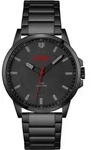 Quarzuhr HUGO "FIRST", schwarz (schwarz, schwarz), Armbanduhren, Herren, Quarzuhr,