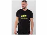 T-Shirt ALPHA INDUSTRIES "ALPHA Men - T-Shirts Basic Neon Print" Gr. M, gelb (black,