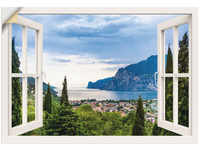 Artland Wandbild "Gardasee durchs weiße Fenster", Seebilder, (1 St.), als...