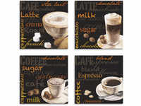 Artland Leinwandbild "Cappuccino Macchiato Coffee Espresso", Getränke, (4...
