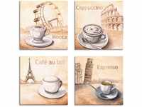 Artland Leinwandbild "Mocca Cappuccino Café au lait Espresso", Getränke, (4...