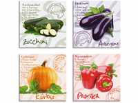 Artland Leinwandbild "Zucchini, Aubergine, Kürbis, Paprika", Lebensmittel, (4...