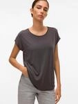 T-Shirt VERO MODA "VMAVA PLAIN SS TOP JRS NOOS", Damen, Gr. XS, grau (asphalt),