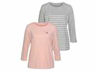3/4-Arm-Shirt TOM TAILOR Gr. XL, rosa (puderrosa, hellgrau, geringelt) Damen...