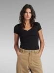 T-Shirt G-STAR "Base V-Neck Cap Top", Damen, Gr. L, schwarz, Obermaterial: 95%