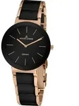 Keramikuhr JACQUES LEMANS "Monaco", rosa (schwarz, ros&eacute;goldfarben), Armbanduhren,