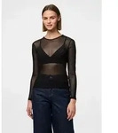 pieces Langarmshirt "PCNINNI LS MESH TOP NOOS BC" Materialmix, regular fit