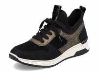 Slip-On Sneaker RIEKER Gr. 37, schwarz (schwarz, kombiniert) Damen Schuhe Classic