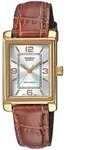 Quarzuhr, braun (cognac, goldfarben), CASIO TIMELESS COLLECTION, Armbanduhren, Damen,