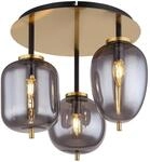GLOBO Deckenleuchte Blacky messing Metall Glas H/D: ca. 36x46 cm 3 Brennstellen