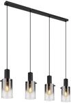 GLOBO Pendelleuchte schwarz klar Metall B/H/T: ca. 12,5x150x102,5 cm E27 4