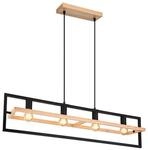 GLOBO Pendelleuchte dunkelbraun Holz B/H/T: ca. 20x150x98 cm E27 4 Brennstellen