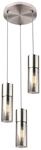 GLOBO Pendelleuchte nickel matt Metall Glas H/D: ca. 150x30 cm E27 3 Brennstellen