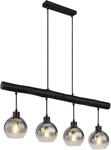 GLOBO Pendelleuchte 15656-4HB schwarz klar Rauch Metall Glas Holz B/H/L: ca.