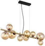 GLOBO Pendelleuchte schwarz amber Metall Glas B/H/T: ca. 36x120x86,6 cm G9 9
