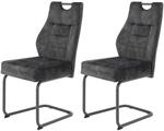 Schwingstuhl Linda 2er Set anthrazit Vintage Microfaser B/H/T: ca. 47x99x61 cm