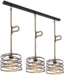 GLOBO Pendelleuchte MARCO 15641-3H schwarz rostfarbig Metall Hanfseil B/H/L: ca.