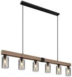 GLOBO Pendelleuchte Hadera 15465-6H schwarz Metall MDF Rauchglas B: ca. 140 cm...