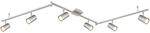 GLOBO Strahler 57910-6 Robby nickel Metall B/H/L: ca. 10x18,5x180 cm GU10 6